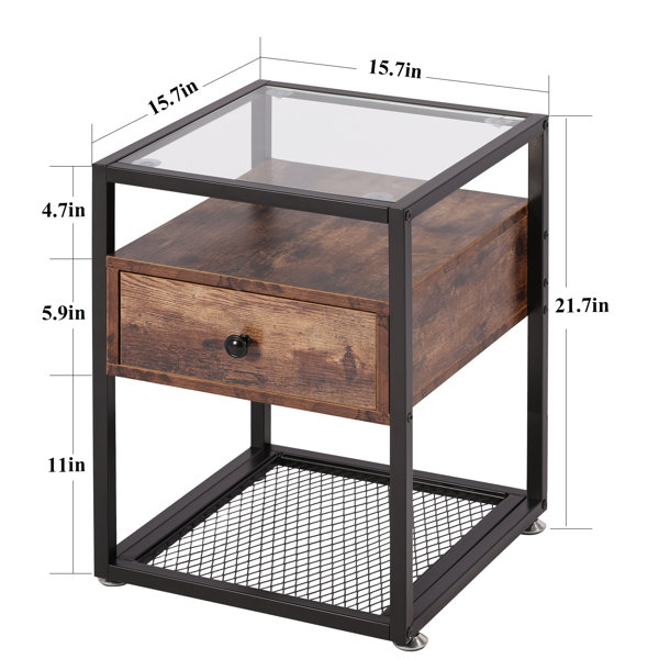 Foundry Select Quarles 21.7'' Tall Glass End Table with Storage